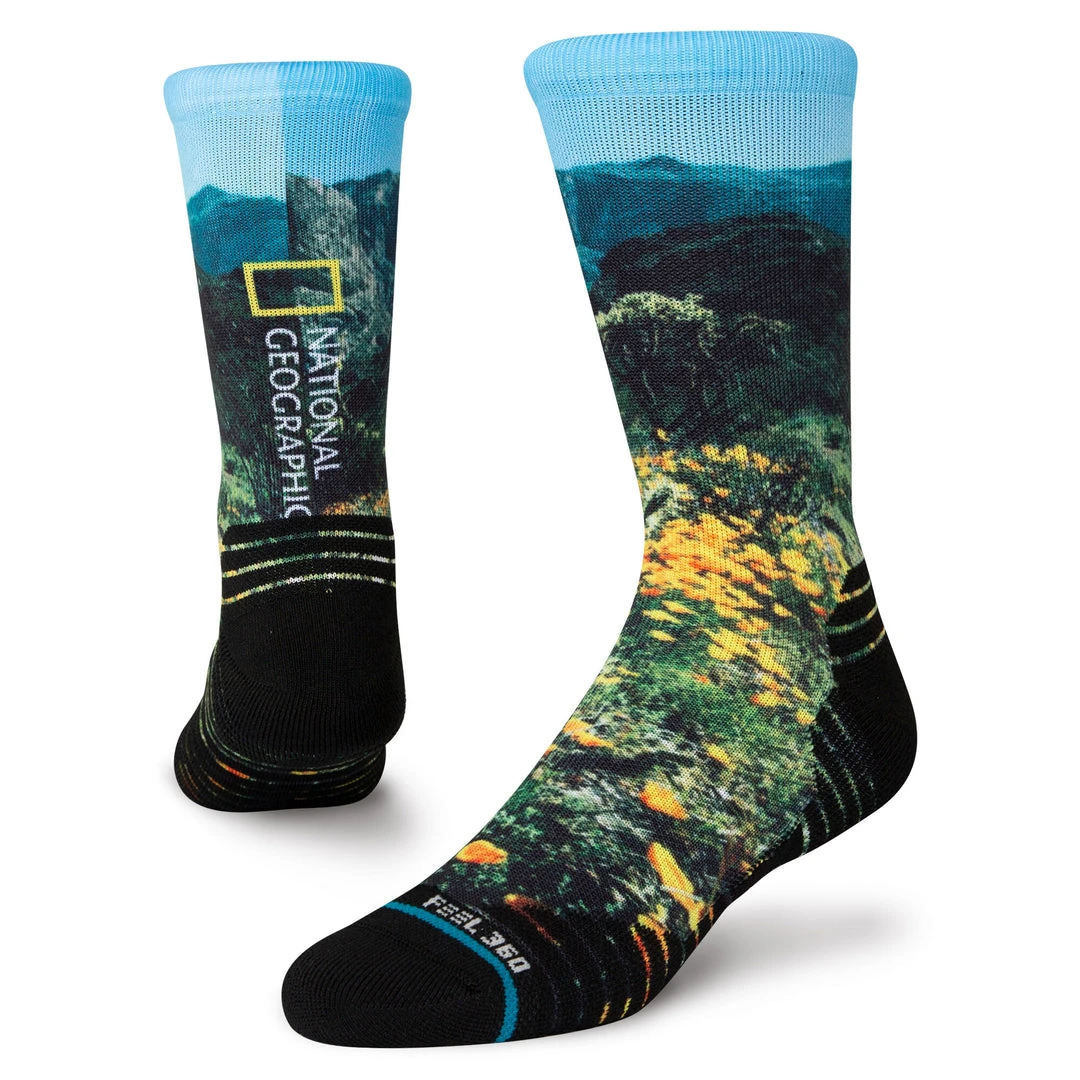 Stance National Geographic Poppy Trails Crew Socks For Men Men's 3 Stance National Geographic Poppy Trails Crew Socks For Men Men's