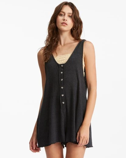 Billabong Women's Fade Away Button-Up Knit Romper For Women 3 Billabong Women's Fade Away Button-Up Knit Romper For Women