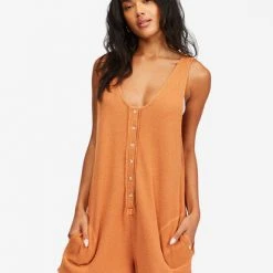 Billabong Women's Fade Away Button-Up Knit Romper For Women 8 Billabong Women's Fade Away Button-Up Knit Romper For Women
