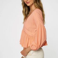 O'Neill Mary Solid Long Sleeve Top For Women Women's