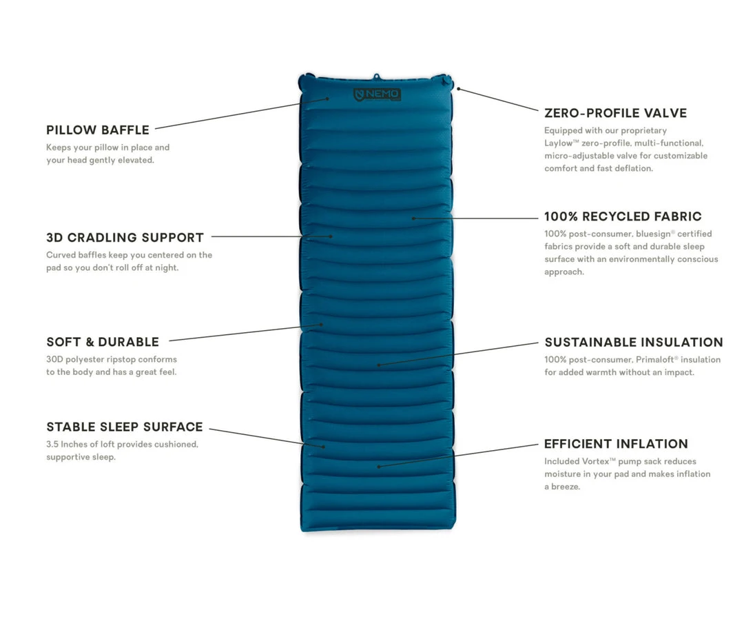 Nemo Gear Quasar 3D Insulated Sleeping Pad - Long/Wide 4 Nemo Gear Quasar 3D Insulated Sleeping Pad - Long/Wide